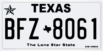 TX license plate BFZ8061