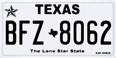 TX license plate BFZ8062