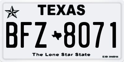 TX license plate BFZ8071