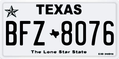 TX license plate BFZ8076