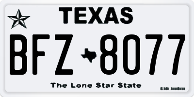 TX license plate BFZ8077