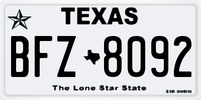 TX license plate BFZ8092