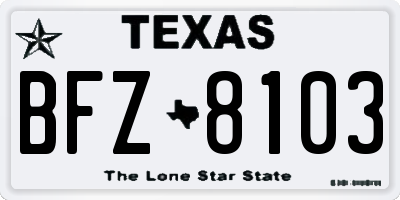 TX license plate BFZ8103