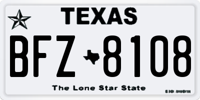 TX license plate BFZ8108