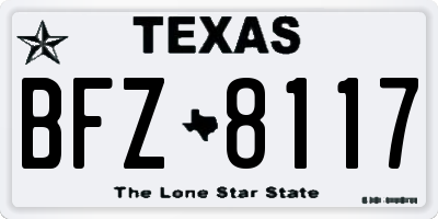 TX license plate BFZ8117