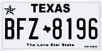 TX license plate BFZ8196