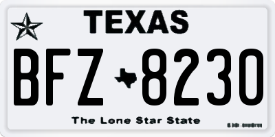 TX license plate BFZ8230