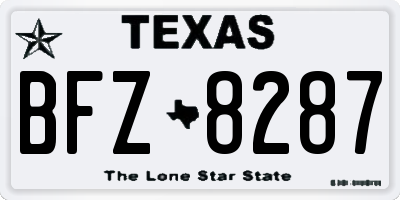 TX license plate BFZ8287