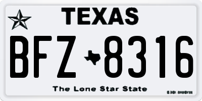 TX license plate BFZ8316