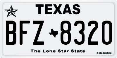 TX license plate BFZ8320