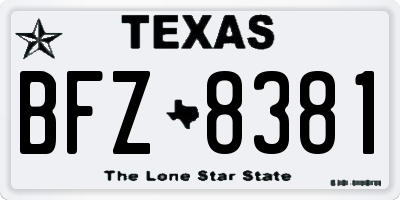 TX license plate BFZ8381