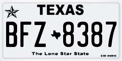 TX license plate BFZ8387