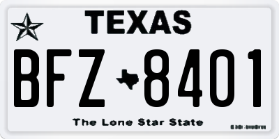 TX license plate BFZ8401
