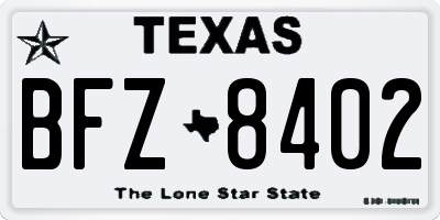 TX license plate BFZ8402