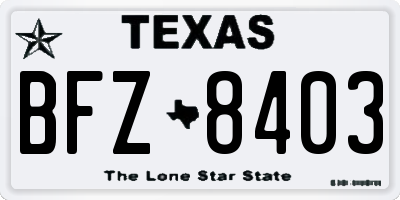 TX license plate BFZ8403