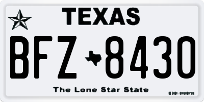 TX license plate BFZ8430