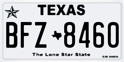 TX license plate BFZ8460