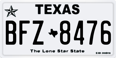 TX license plate BFZ8476