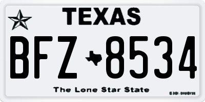 TX license plate BFZ8534