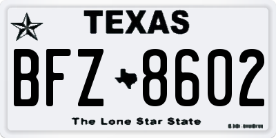 TX license plate BFZ8602