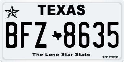TX license plate BFZ8635