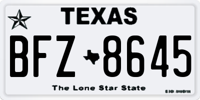 TX license plate BFZ8645