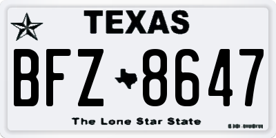TX license plate BFZ8647