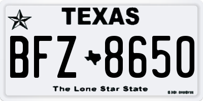 TX license plate BFZ8650