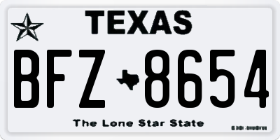 TX license plate BFZ8654