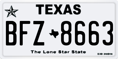 TX license plate BFZ8663