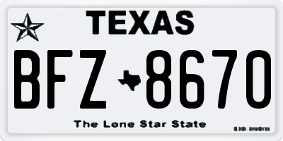 TX license plate BFZ8670