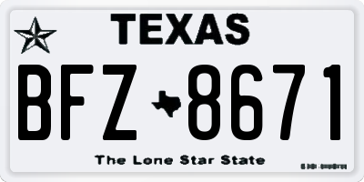 TX license plate BFZ8671