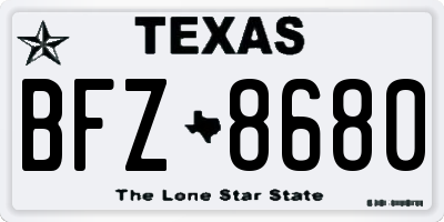 TX license plate BFZ8680