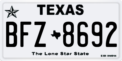 TX license plate BFZ8692