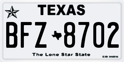 TX license plate BFZ8702