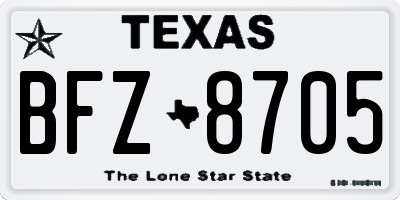 TX license plate BFZ8705