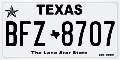 TX license plate BFZ8707