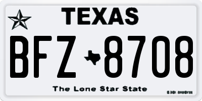 TX license plate BFZ8708