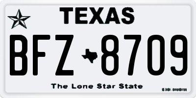 TX license plate BFZ8709