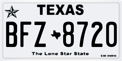 TX license plate BFZ8720