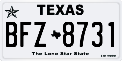 TX license plate BFZ8731
