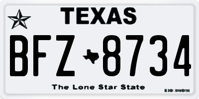 TX license plate BFZ8734