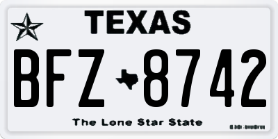 TX license plate BFZ8742