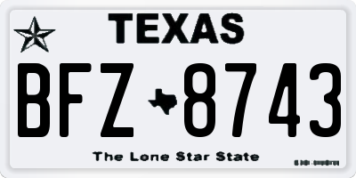 TX license plate BFZ8743