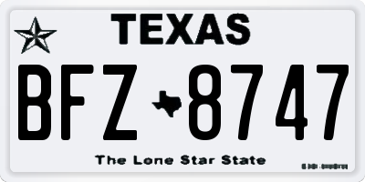 TX license plate BFZ8747