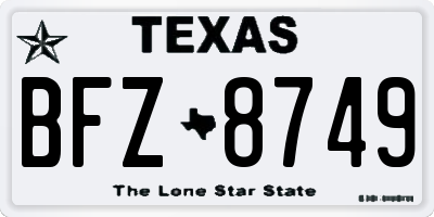 TX license plate BFZ8749