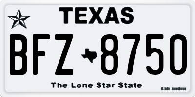 TX license plate BFZ8750
