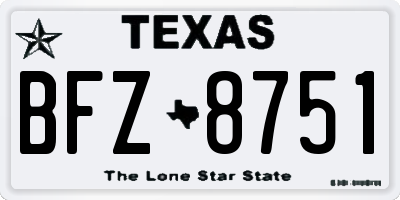 TX license plate BFZ8751