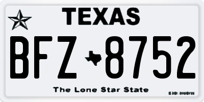 TX license plate BFZ8752