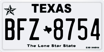 TX license plate BFZ8754